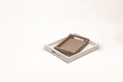 Beaubourg Tray Rectangular by Pigment France | Leather-covered wood structure | Home Decor and Serveware | 2Jour Concierge, your luxury lifestyle shop