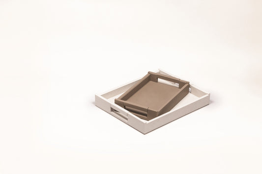 Beaubourg Tray Rectangular by Pigment France | Leather-covered wood structure | Home Decor and Serveware | 2Jour Concierge, your luxury lifestyle shop