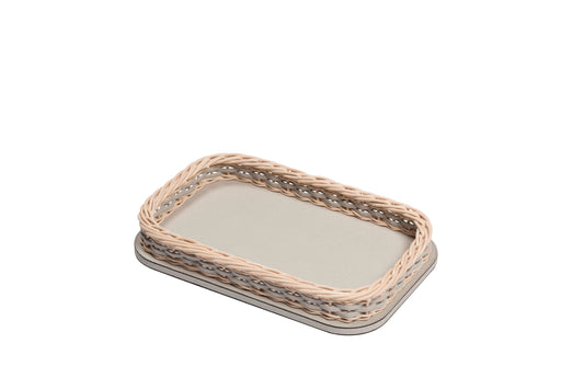 Pigment France Orsay Rectangular Leather & Rattan Tray | Luxury Home Accessories, Elegant Serving Trays & Gift Items | 2Jour Concierge, #1 luxury high-end gift & lifestyle shop