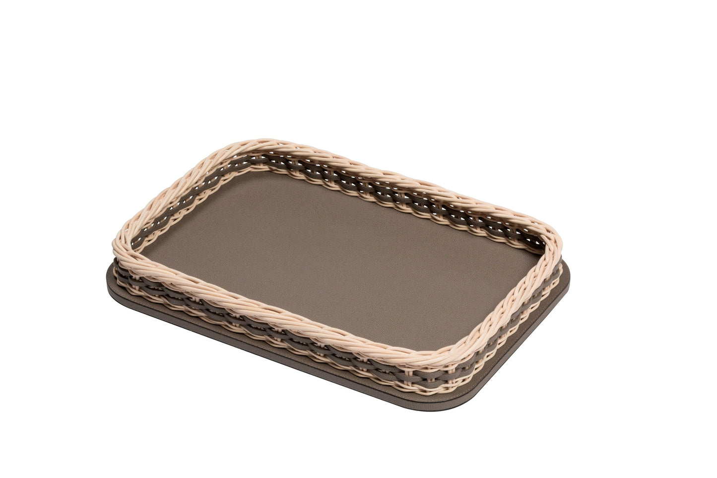 Pigment France Orsay Rectangular Leather & Rattan Tray | Luxury Home Accessories, Elegant Serving Trays & Gift Items | 2Jour Concierge, #1 luxury high-end gift & lifestyle shop