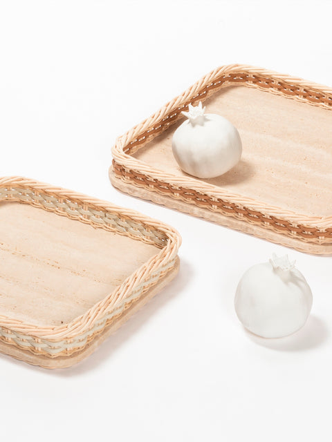 Pigment France Orsay Square Travertine Tray | Luxury Home Accessories, Elegant Serving Trays & Gift Items | 2Jour Concierge, #1 luxury high-end gift & lifestyle shop