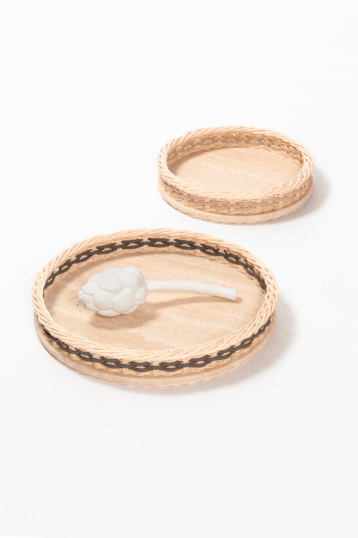 Pigment France Orsay Round Travertine Tray | Luxury Home Accessories, Elegant Serving Trays & Gift Items | 2Jour Concierge, #1 luxury high-end gift & lifestyle shop