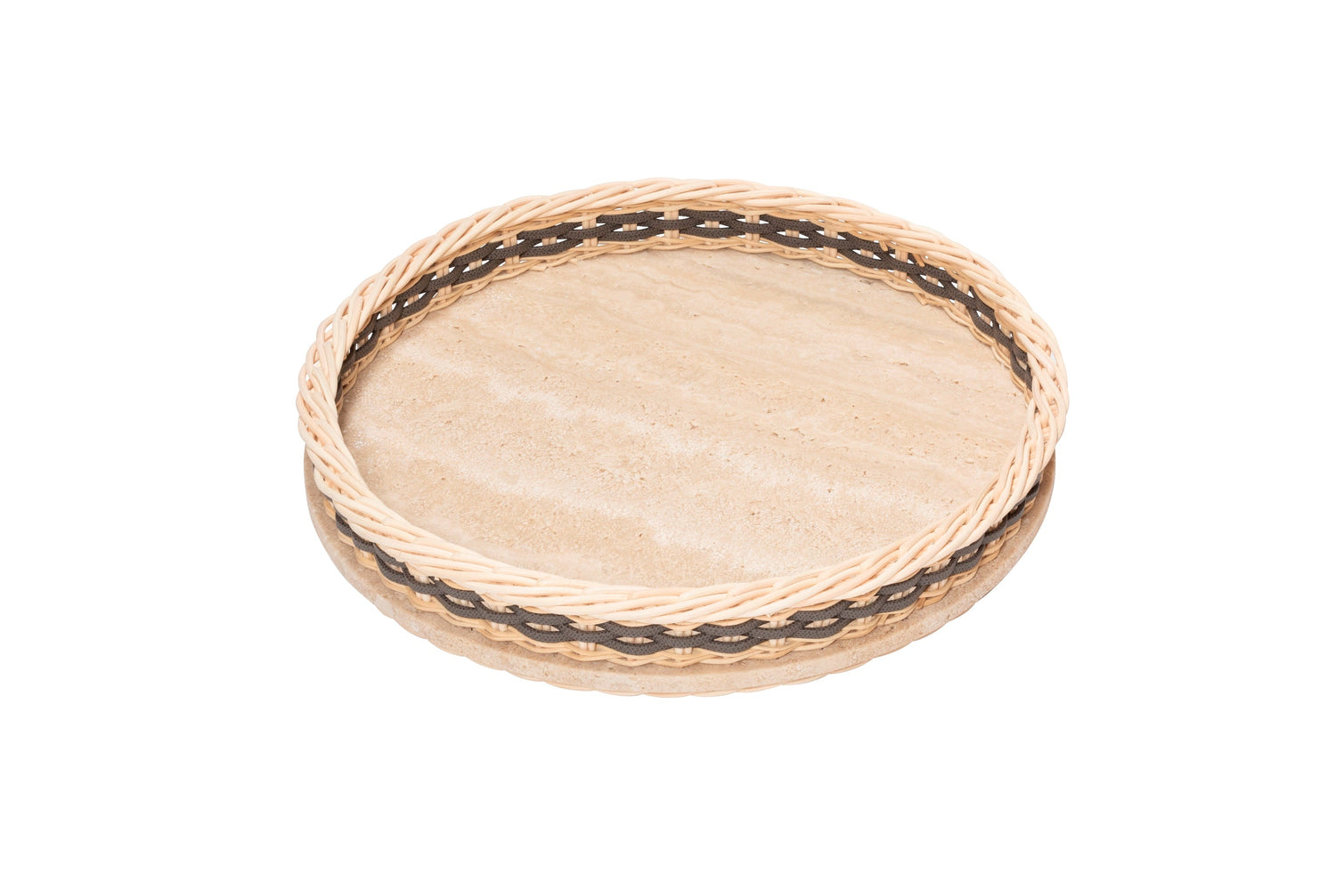 Pigment France Orsay Round Travertine Tray | Luxury Home Accessories, Elegant Serving Trays & Gift Items | 2Jour Concierge, #1 luxury high-end gift & lifestyle shop