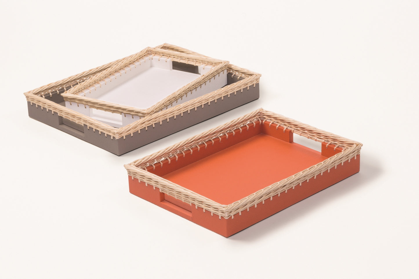 Giverny Tray by Pigment France | Leather-bound wooden structure enriched with a woven fine willow frame | Home Decor and Serveware | 2Jour Concierge, your luxury lifestyle shop
