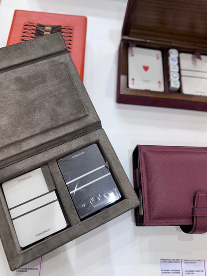 Parma Leather-Covered Wood Playing Card Holder Case with Magnetic Closing