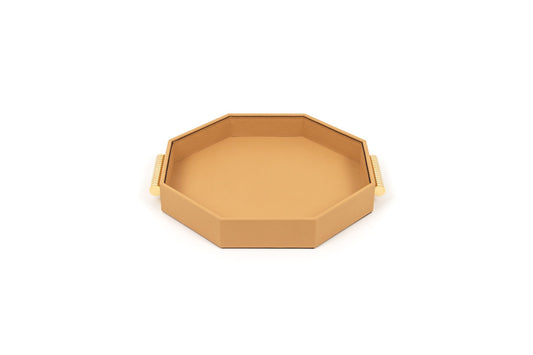 Pinetti Grace Tray | Wood base covered in leather with brass handles | Chrome or shiny gold finishing | Non-slip base for added functionality | Elegant and luxurious design | Home Decor and Serveware | 2Jour Concierge, your luxury lifestyle shop