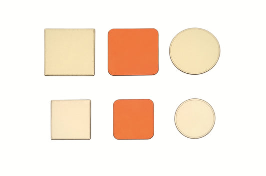 Pinetti Leather Glass & Bottle Coasters | Available in round, square, and square rounded shapes | Elegant leather design for both glass and bottle | Adds a touch of sophistication to any table setting | Home Decor and Serveware | 2Jour Concierge, your luxury lifestyle shop