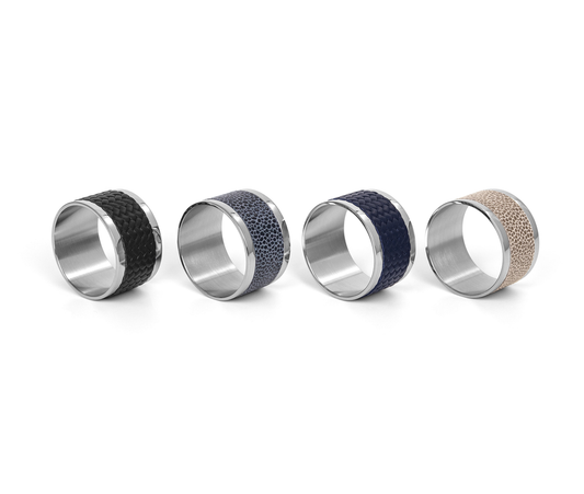 Pinetti Saturno Napkin Ring | Chrome or satin brass finishing with a leather insert | Stylish and sophisticated design | Ideal for enhancing any table setting | Home Decor and Serveware | 2Jour Concierge, your luxury lifestyle shop