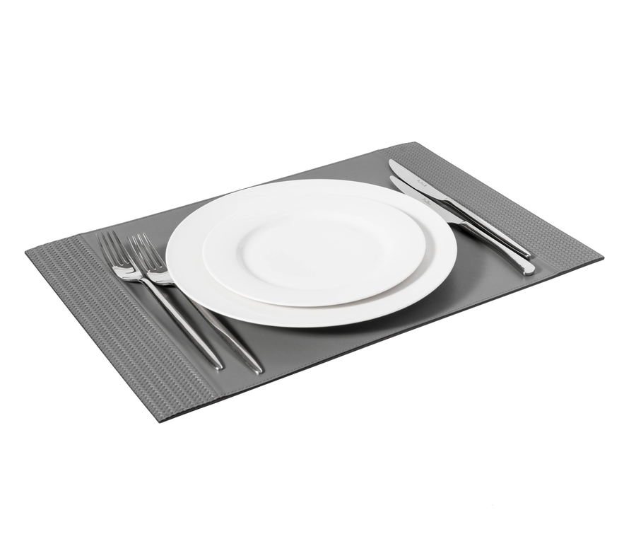 Leather Placemat Rectangular w Handwoven Leather Side Bands