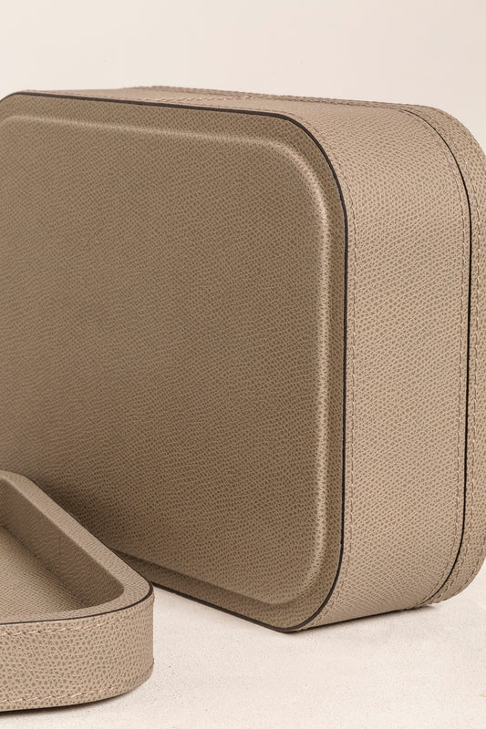 Giobagnara | Polo Stackable Valet Tray: Leather-covered wood stackable tray in round, square, and rectangular shapes with multiple sizes | Decor / Valet Trays | 2Jour Concierge, your luxury lifestyle shop | premium valet trays for expensive interiors, luxury decorative storage, office desks, bedside tables, and coordinated wardrobe systems