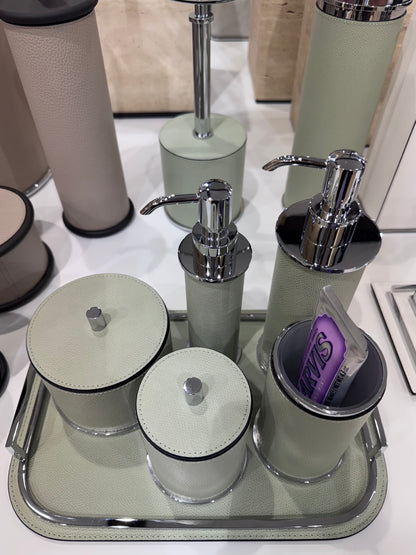 Positano Leather-Covered Brass Toothbrush Holder