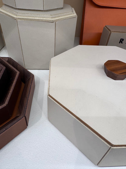 Coste Saddle Leather and Walnut Trinket Box