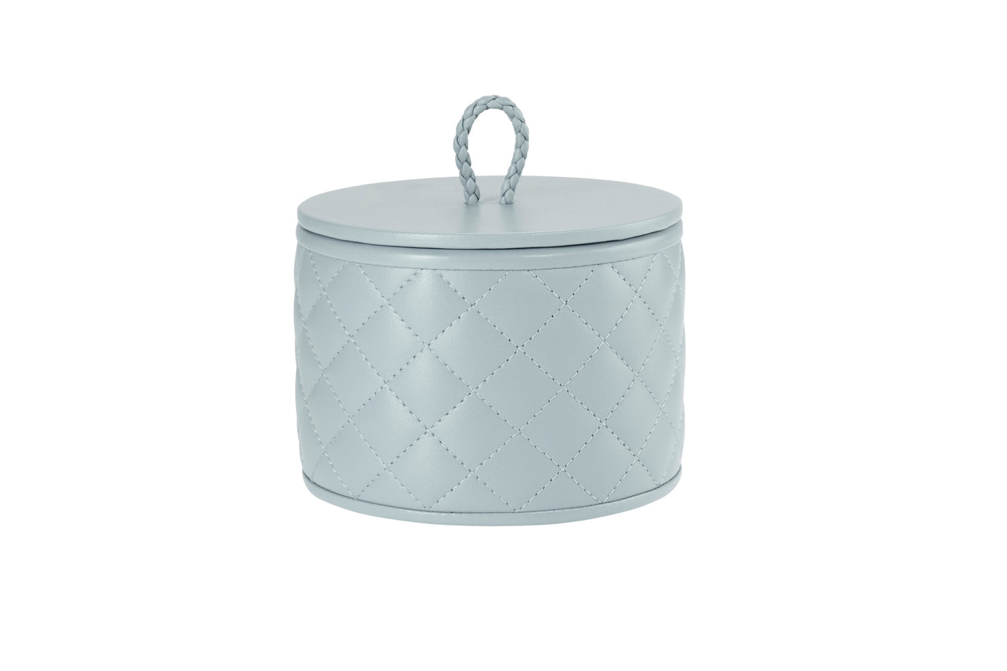 Jana Quilted Diamonds Leather Trinket Box, Round with Lid