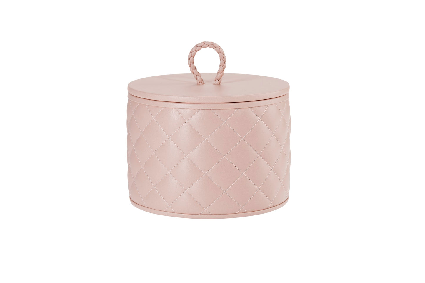 Jana Quilted Diamonds Leather Trinket Box, Round with Lid