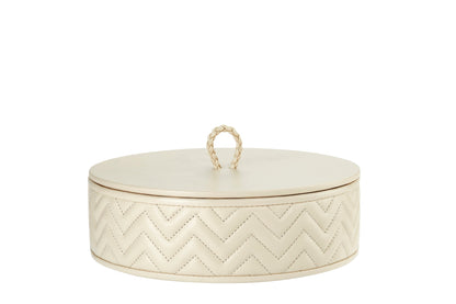 Riviere Jana | Round Box: Quilted leather box with lid, available in handwoven, diamond, or herringbone patterns, offered in multiple sizes for elegant storage and display | Decor / Trinket Boxes | 2Jour Concierge, your luxury lifestyle shop | luxury interiors, hospitality décor, elegant living, designer home accessories, boutique hotels, refined lifestyle, yacht décor, executive interiors