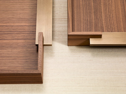 Dama Wood Tray Rectangular w Brushed Metal Handles