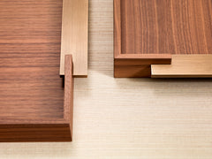 Dama Wood Tray Rectangular w Brushed Metal Handles