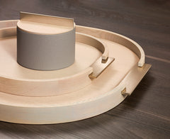 Dama Wood Tray, Square Rounded with Brushed Metal Handles