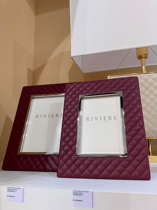 Riviere Anita Quilted Diamonds Leather Picture Frame With Metal Trim | Luxurious Quilted Leather Design | Elegant Metal Trim for a Sophisticated Touch | Elevate Your Home Decor with Luxury Accessories from Riviere | Available at 2Jour Concierge, #1 luxury high-end gift & lifestyle shop