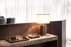 Livia Ebony Wood Table Lamp with Metal Base