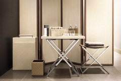 Diana Handwoven Leather Laundry Basket With Wood Lining and Leather Handle