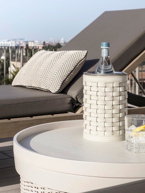 Barcellona Woven Leather-Covered Stainless Steel Bottle Cooler