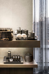 Circe Lacquered Wood Tray with Braided Leather Handles