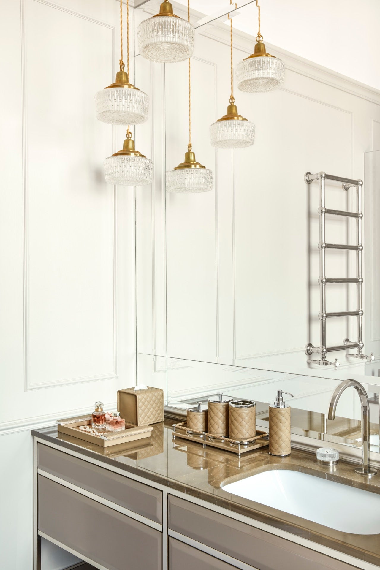 Riviere Circe | Rectangular Tray: Leather or lacquer structure with braided or wrapped leather handles, chrome or gold metal details, available in two sizes, designed for refined serving and décor display | Serveware + Hospitality / Trays | 2Jour Concierge, your luxury lifestyle shop | luxury interiors, hospitality décor, elegant living, designer serveware, boutique hotels, refined lifestyle, yacht décor