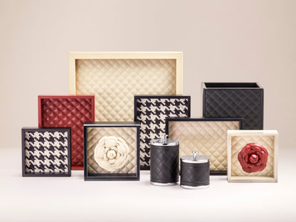 Febe Quilted Diamonds Leather Valet Tray