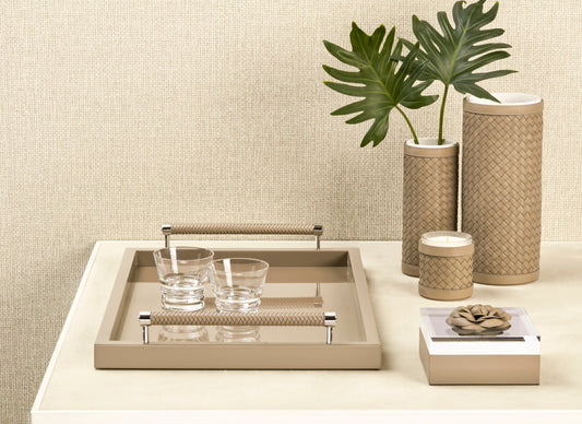 Ester Ceramic Vase With Handwoven Leather Cover