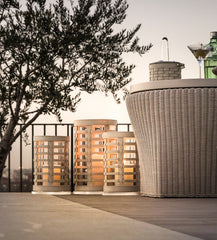 Barcellona Hurricane Lantern: Acrylic Crystal Covered with Woven Leather