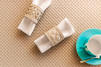 Nino Napkin Ring by Riviere | Leather napkin ring | Available in handwoven, quilted diamonds, and hand-braided leather | Tableware and Napkin Rings | 2Jour Concierge, your luxury lifestyle shop