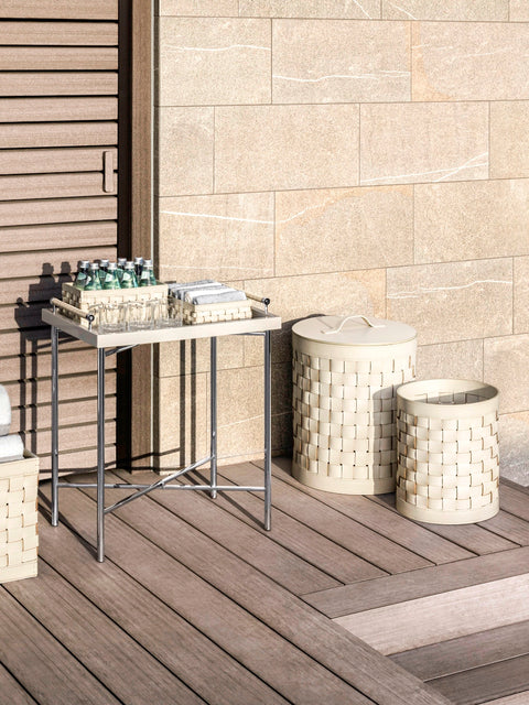Barcellona Storage Basket With Lid Round by Riviere | Woven leather storage baskets | Provided with lid | Home Decor and Storage Baskets | 2Jour Concierge, your luxury lifestyle shop