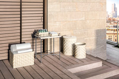 Barcellona Woven Leather Storage Basket, ROUND With Lid Round