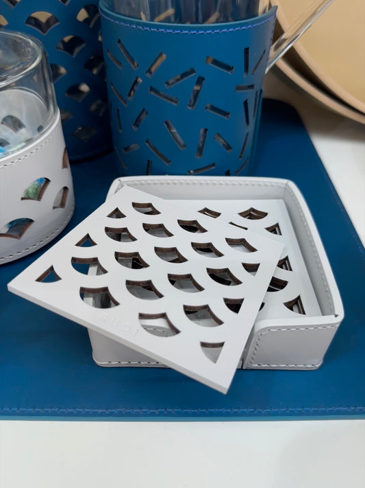 Acquerello Regenerated Leather Coaster Holder & 6/12 Coasters