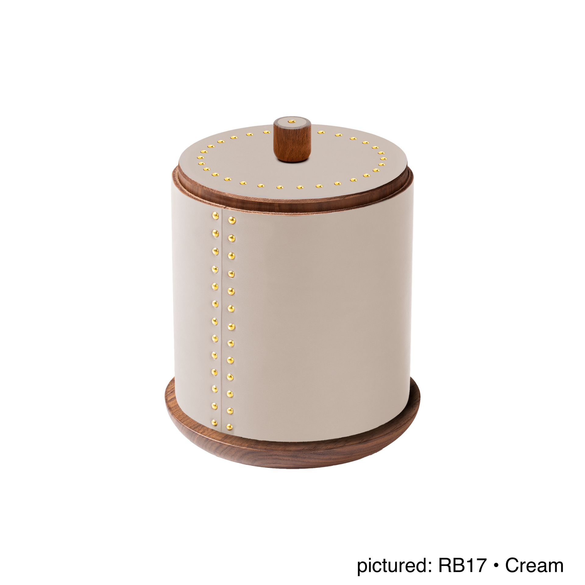 Rabitti 1969 by Giobagnara | Toiles de Noyer Walnut Wood and Saddle Leather Round Trinket Box N°1: Round trinket box in walnut wood and saddle leather with golden tacks, three sizes | Decor | 2Jour Concierge, your luxury lifestyle shop | luxury trinket box, Rabitti 1969, Toiles de Noyer, walnut wood saddle leather box, golden tack detail, Italian luxury decor, designer trinket box, Giobagnara leather box