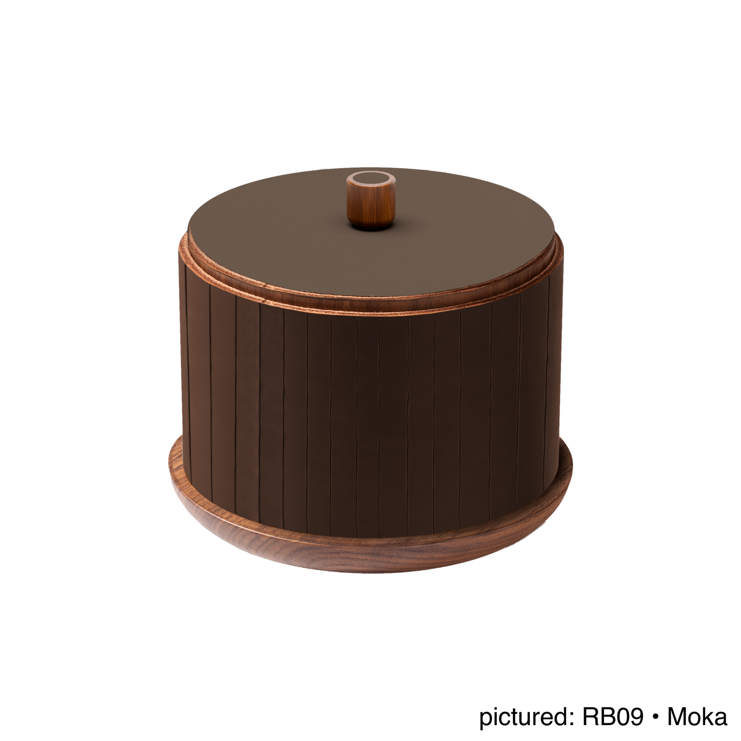 Toiles de Noyer Walnut Wood and Saddle Leather Trinket Box N°2, Round