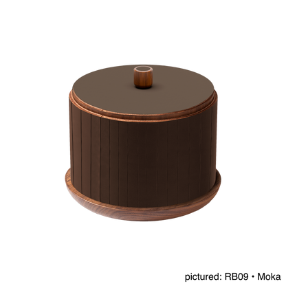Toiles de Noyer Walnut Wood and Saddle Leather Trinket Box N°2, Round