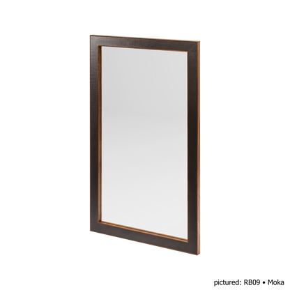 Rabitti 1969 | Toiles de Noyer Mirror N°1: Walnut wood frame with saddle leather inserts and golden tacks — square and rectangular | Furniture | 2Jour Concierge, your luxury lifestyle shop | luxury wall mirror, Rabitti 1969 Toiles de Noyer, walnut leather mirror, designer mirror, golden tacks mirror