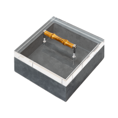 Frida Nabuk Leather Trinket Box with Acrylic Lid and Bamboo Handle