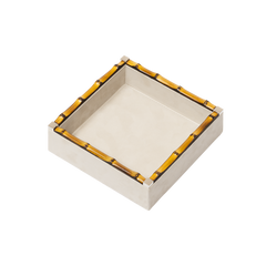 Bice Nabuk Leather Valet Tray with Bamboo Trim