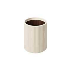 Ivo Lines Quilted Leather Bin with Varnished Wood Lining