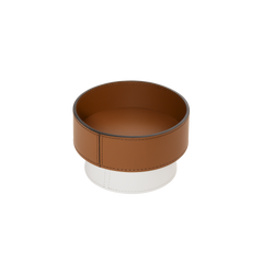 Zenit Regenerated Leather Valet Tray, Round with Contrasting Base