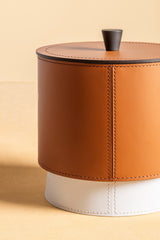 Zenit Regenerated Leather Trinket Box, Round with Contrasting Base
