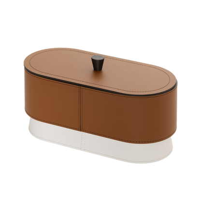 Rudi Zenit | Desk Set: Regenerated leather with contrasting base and smooth, matte finish, featuring a complete suite of accessories (desk blotter, pen holder, trays, and boxes) for organized and elegant workspaces | Office + Tech / Desk Sets & Organizers | 2Jour Concierge, your luxury lifestyle shop