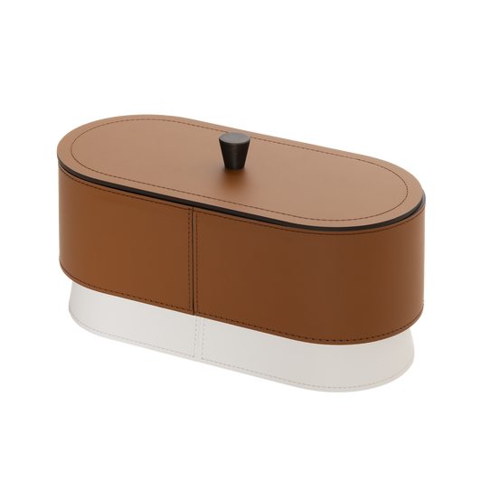 Rudi Zenit | Desk Set: Regenerated leather with contrasting base and smooth, matte finish, featuring a complete suite of accessories (desk blotter, pen holder, trays, and boxes) for organized and elegant workspaces | Office + Tech / Desk Sets & Organizers | 2Jour Concierge, your luxury lifestyle shop