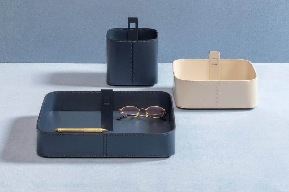 RUDI Nautilus Valet Tray: Regenerated Leather, Periscope-Like Handle ...