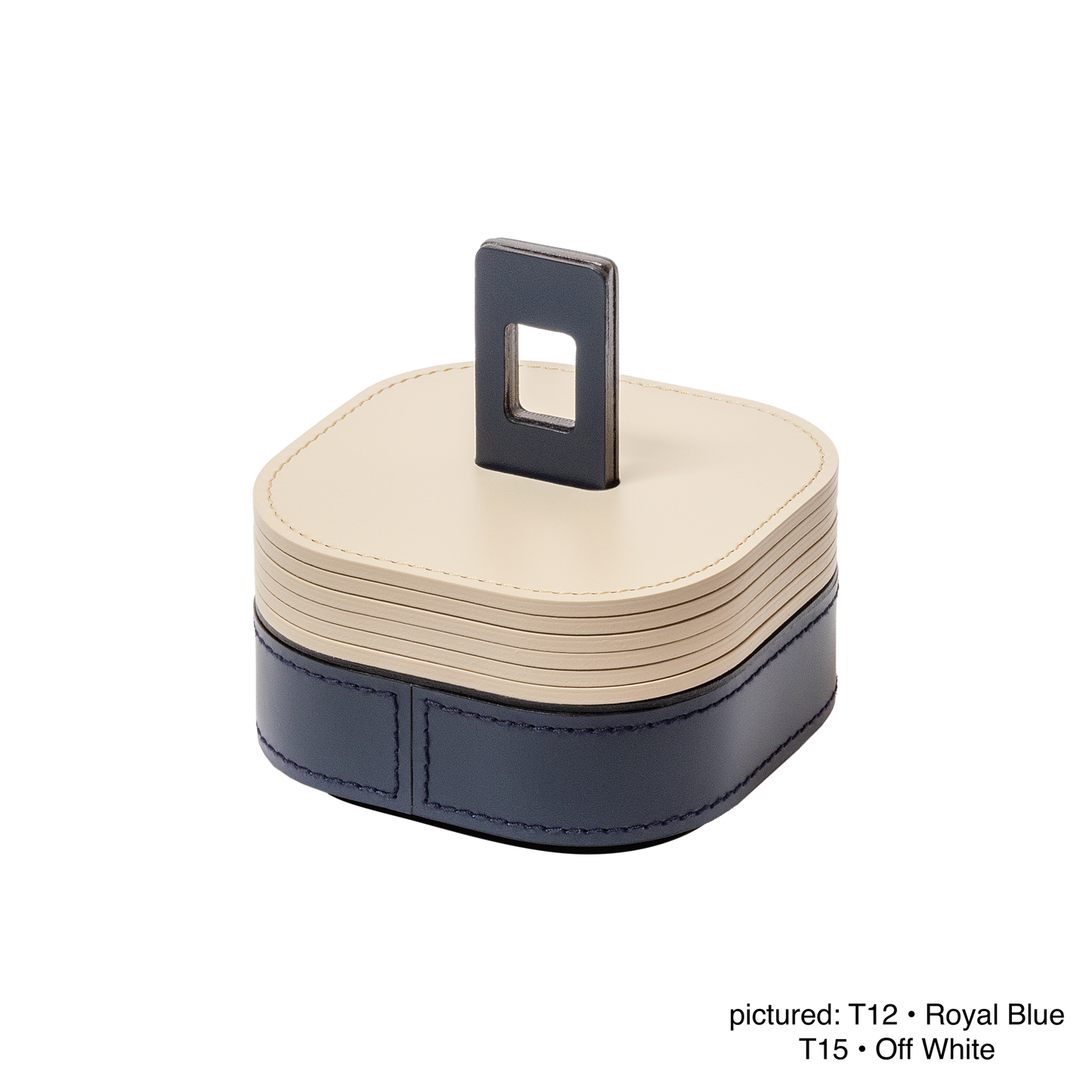 Nautilus Regenerated Leather Coaster Holder, Square Rounded, Bicolor