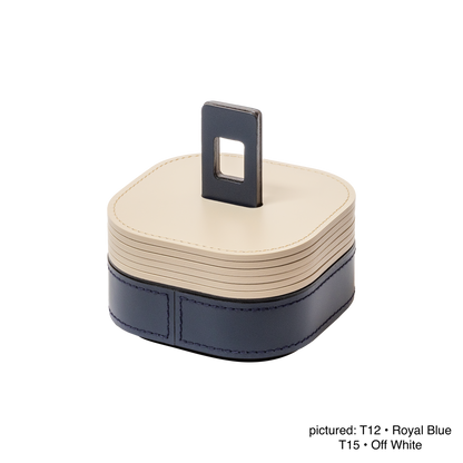 Nautilus Regenerated Leather Coaster Holder, Square Rounded, Bicolor