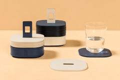 Nautilus Regenerated Leather Coaster Holder, Square Rounded, Bicolor